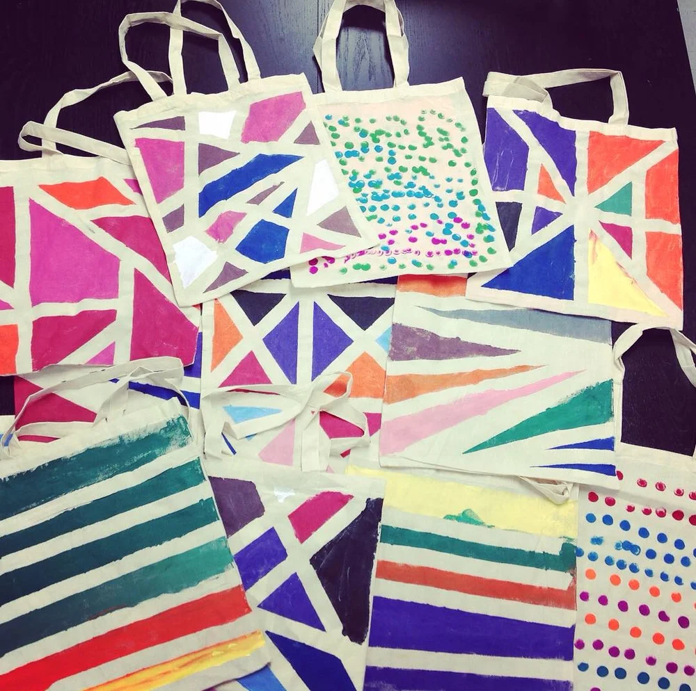 Tote bags decorated by NHCIA self advocates and made for the participants of the CCIR working group. These colourful bags highlight the talent and creativity of the folks we support.
